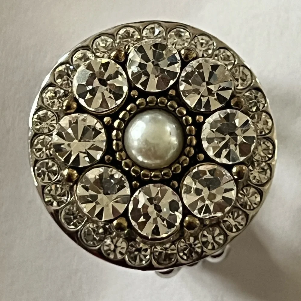 Silver and Gold Crystal Rhinestone Stretch Ring